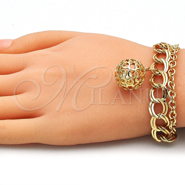 Gold Filled Bracelet — Charm Bracelet Ball and Rattle Charm Design Polished — alternate product view — SKU 141399 | Oro Laminado brazalete — Charm Bracelet Ball and Rattle Charm diseño pulido — SKU 141399