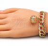 Oro Laminado Charm Bracelet, Gold Filled Style Ball and Rattle Charm Design, Polished, Golden Finish, 03.331.0130.08 (10 MM Thickness, 8 Inches Length)