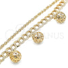 Oro Laminado Charm Bracelet, Gold Filled Style Ball and Rattle Charm Design, Polished, Golden Finish, 03.331.0130.08 (10 MM Thickness, 8 Inches Length)