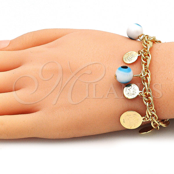 Gold Filled Bracelet — Charm Bracelet Evil Eye Design Polished 03. 06 — alternate product view — SKU 141402 | Oro Laminado brazalete — Charm Bracelet Evil Eye diseño pulido 03. 06 — SKU 141402