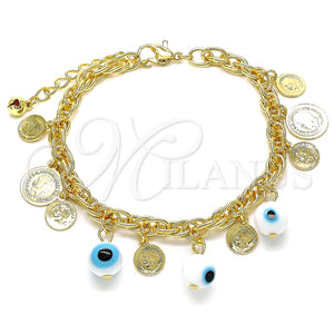 Gold Filled Bracelet — Charm Bracelet Evil Eye Design Polished 03. 06 — main product view — SKU 141402 | Oro Laminado brazalete — Charm Bracelet Evil Eye diseño pulido 03. 06 — SKU 141402
