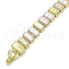Oro Laminado Fancy Bracelet, Gold Filled Style Polished, Tricolor, 03.331.0134.08 (10 MM Thickness, 8 Inches Length)