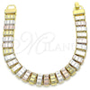 Oro Laminado Fancy Bracelet, Gold Filled Style Polished, Tricolor, 03.331.0134.08 (10 MM Thickness, 8 Inches Length)
