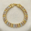 Oro Laminado Fancy Bracelet, Gold Filled Style Polished, Tricolor, 03.331.0134.08 (10 MM Thickness, 8 Inches Length)