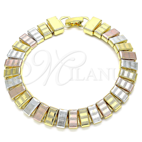Gold Filled Bracelet — Fancy Bracelet Polished Tricolor 03. 10 MM Thickness — main product view — SKU 141403 | Oro Laminado brazalete — elegante Bracelet pulido Tricolor 03. 10 MM Thickness — SKU 141403