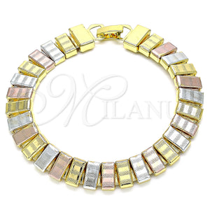 Gold Filled Bracelet — Fancy Bracelet Polished Tricolor 03. 10 MM Thickness — main product view — SKU 141403 | Oro Laminado brazalete — elegante Bracelet pulido Tricolor 03. 10 MM Thickness — SKU 141403