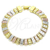 Oro Laminado Fancy Bracelet, Gold Filled Style Polished, Tricolor, 03.331.0134.08 (10 MM Thickness, 8 Inches Length)