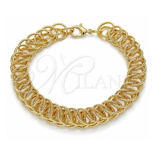 Oro Laminado Fancy Bracelet, Gold Filled Style Polished, Golden Finish, 03.331.0136.09 (12 MM Thickness, 9 Inches Length)