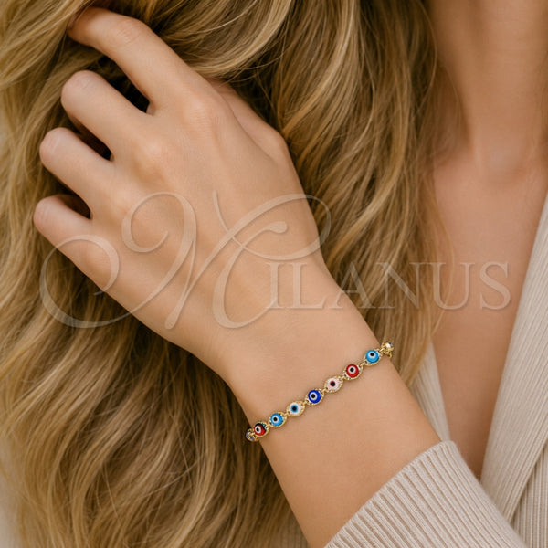 Gold Filled Bracelet — Fancy Bracelet Evil Eye Design Multicolor Resin 03.63. — alternate product view — SKU 141406 | Oro Laminado brazalete — elegante Bracelet Evil Eye diseño Multicolor Resin 03.63. — SKU 141406