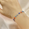 Oro Laminado Fancy Bracelet, Gold Filled Style Evil Eye Design, Multicolor Resin Finish, Golden Finish, 03.63.2212.07 (05 MM Thickness, 7 Inches Length)