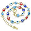 Oro Laminado Fancy Bracelet, Gold Filled Style Evil Eye Design, Multicolor Resin Finish, Golden Finish, 03.63.2212.07 (05 MM Thickness, 7 Inches Length)