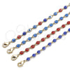 Oro Laminado Fancy Bracelet, Gold Filled Style Evil Eye Design, Multicolor Resin Finish, Golden Finish, 03.63.2212.07 (05 MM Thickness, 7 Inches Length)