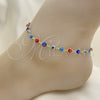 Oro Laminado Fancy Anklet, Gold Filled Style Evil Eye Design, Multicolor Resin Finish, Golden Finish, 03.63.2212.10 (05 MM Thickness, 10 Inches Length)