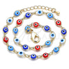 Oro Laminado Fancy Anklet, Gold Filled Style Evil Eye Design, Multicolor Resin Finish, Golden Finish, 03.63.2212.10 (05 MM Thickness, 10 Inches Length)
