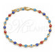Oro Laminado Fancy Anklet, Gold Filled Style Evil Eye Design, Multicolor Resin Finish, Golden Finish, 03.63.2212.10 (05 MM Thickness, 10 Inches Length)