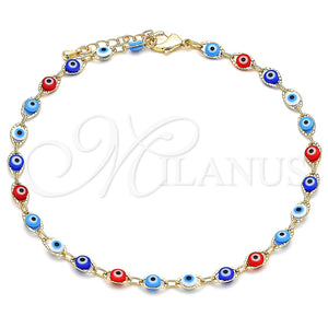 Gold Filled Anklet — Fancy Anklet Evil Eye Design Multicolor Resin 03.63. — main product view — SKU 141407 | Oro Laminado tobillera — elegante Anklet Evil Eye diseño Multicolor Resin 03.63. — SKU 141407