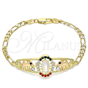 Gold Filled Bracelet — Fancy Bracelet Guadalupe and Elephant Design with Multicolor — main product view — SKU 141409 | Oro Laminado brazalete — elegante Bracelet Guadalupe and Elephant diseño with Multicolor — SKU 141409