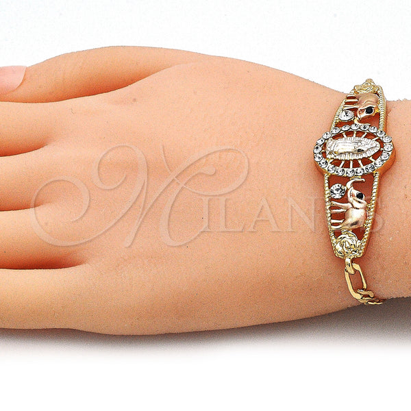 Gold Filled Bracelet — Fancy Bracelet Guadalupe and Elephant Design with White — alternate product view — SKU 141410 | Oro Laminado brazalete — elegante Bracelet Guadalupe and Elephant diseño with blanco — SKU 141410