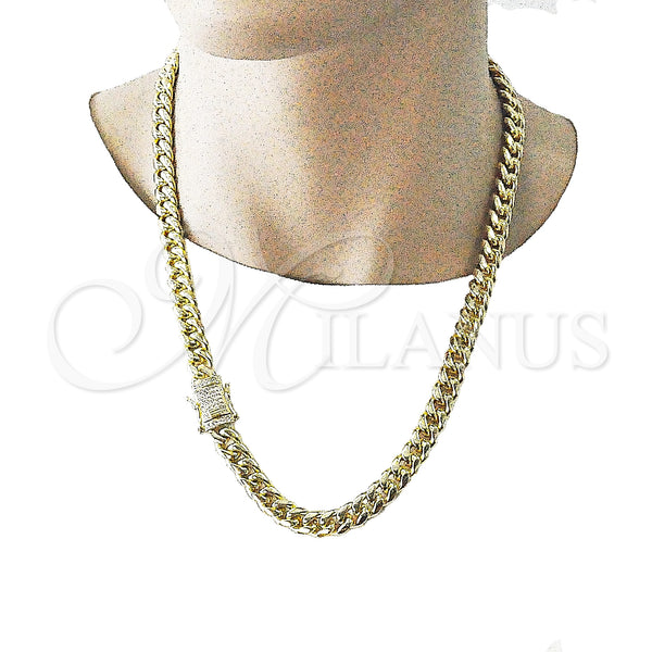 Stainless Steel Necklace — Basic Necklace Miami Cuban Design with White Micro — alternate product view — SKU 141412 | Acero Inoxidable collar — básico Necklace Miami Cuban diseño with blanco Micro — SKU 141412