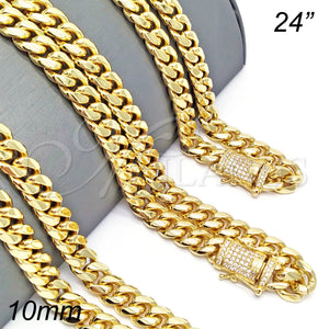 Stainless Steel Necklace — Basic Necklace Miami Cuban Design with White Micro — main product view — SKU 141412 | Acero Inoxidable collar — básico Necklace Miami Cuban diseño with blanco Micro — SKU 141412