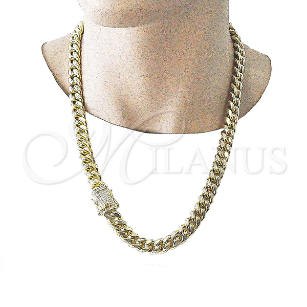 Stainless Steel Necklace — Basic Necklace Miami Cuban Design with White Micro — alternate product view — SKU 141413 | Acero Inoxidable collar — básico Necklace Miami Cuban diseño with blanco Micro — SKU 141413
