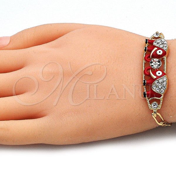 Gold Filled Bracelet — Fancy Bracelet Elephant Design with White Crystal Red — alternate product view — SKU 141414 | Oro Laminado brazalete — elegante Bracelet Elephant diseño with cristal blanco Red — SKU 141414