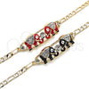 Oro Laminado Fancy Bracelet, Gold Filled Style Elephant Design, with White Crystal, Red Enamel Finish, Golden Finish, 03.380.0045.1.08 (05 MM Thickness, 8 Inches Length)
