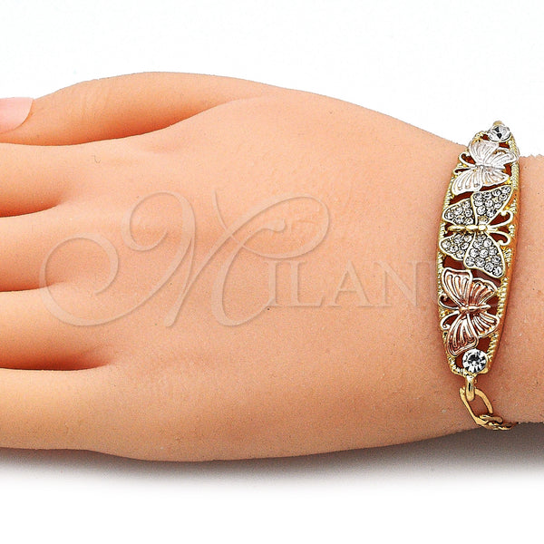 Gold Filled Bracelet — Fancy Bracelet Butterfly Design with White Crystal Polished — alternate product view — SKU 141415 | Oro Laminado brazalete — elegante Bracelet Butterfly diseño with cristal blanco pulido — SKU 141415