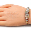 Oro Laminado Fancy Bracelet, Gold Filled Style Butterfly Design, with White Crystal, Polished, Tricolor, 03.380.0046.08 (05 MM Thickness, 8 Inches Length)