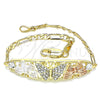 Oro Laminado Fancy Bracelet, Gold Filled Style Butterfly Design, with White Crystal, Polished, Tricolor, 03.380.0046.08 (05 MM Thickness, 8 Inches Length)