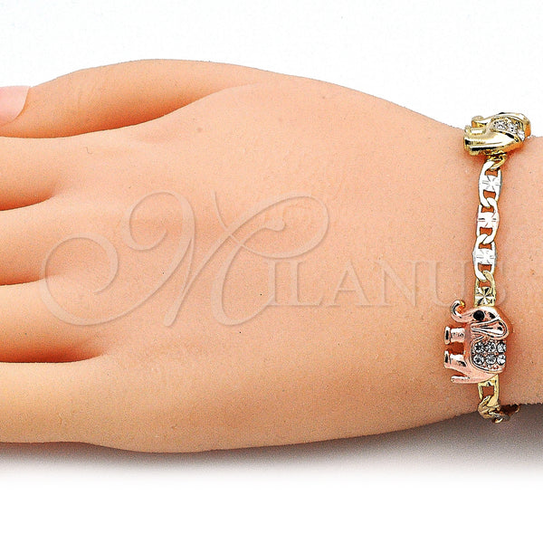 Gold Filled Bracelet — Fancy Bracelet Elephant Design with White and Black — alternate product view — SKU 141416 | Oro Laminado brazalete — elegante Bracelet Elephant diseño with blanco and negro — SKU 141416