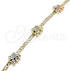 Oro Laminado Fancy Bracelet, Gold Filled Style Elephant Design, with White and Black Crystal, Polished, Tricolor, 03.380.0047.08 (04 MM Thickness, 8 Inches Length)