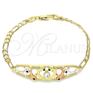 Gold Filled Bracelet — Fancy Bracelet Dolphin Design with White and Black — main product view — SKU 141417 | Oro Laminado brazalete — elegante Bracelet Dolphin diseño with blanco and negro — SKU 141417