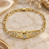 Oro Laminado Fancy Bracelet, Gold Filled Style Owl and Heart Design, with White and Black Crystal, Polished, Golden Finish, 03.380.0050.08 (05 MM Thickness, 8 Inches Length)