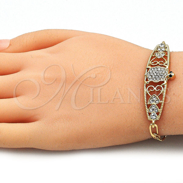 Gold Filled Bracelet — Fancy Bracelet Turtle and Heart Design with White — alternate product view — SKU 141420 | Oro Laminado brazalete — elegante Bracelet Turtle and corazón diseño with blanco — SKU 141420