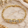 Oro Laminado Fancy Bracelet, Gold Filled Style Elephant and Heart Design, with White and Black Crystal, Polished, Golden Finish, 03.380.0053.08 (05 MM Thickness, 8 Inches Length)