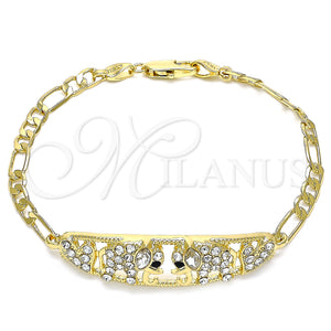 Gold Filled Bracelet — Fancy Bracelet Elephant and Heart Design with White — main product view — SKU 141423 | Oro Laminado brazalete — elegante Bracelet Elephant and corazón diseño with blanco — SKU 141423