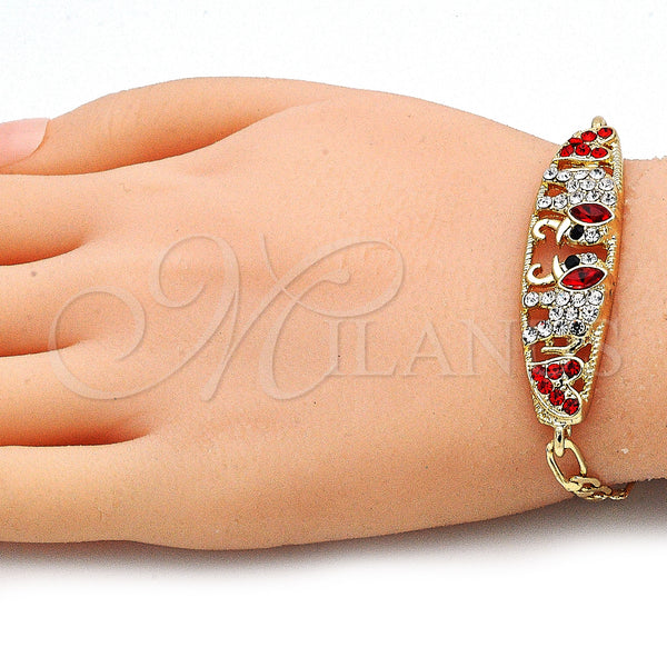 Gold Filled Bracelet — Fancy Bracelet Elephant and Heart Design with Garnet — alternate product view — SKU 141424 | Oro Laminado brazalete — elegante Bracelet Elephant and corazón diseño with Garnet — SKU 141424