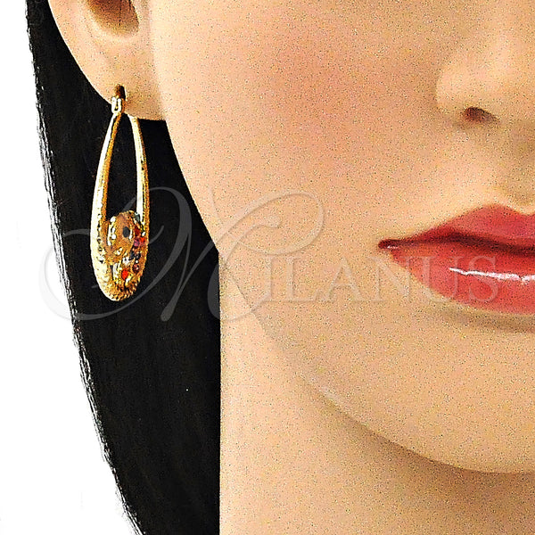Gold Filled Hoop Earrings — Medium Hoop Elephant Design with Multicolor Crystal Diamond — alternate product view — SKU 141438 | Oro Laminado aretes de aro — Medium Hoop Elephant diseño with Multicolor cristal Diamond — SKU 141438