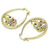 Oro Laminado Medium Hoop, Gold Filled Style Elephant Design, with Multicolor Crystal, Diamond Cutting Finish, Golden Finish, 02.380.0060.1.30