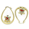 Oro Laminado Medium Hoop, Gold Filled Style Turtle Design, with Multicolor Crystal, Diamond Cutting Finish, Golden Finish, 02.380.0061.1.30
