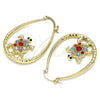 Oro Laminado Medium Hoop, Gold Filled Style Turtle Design, with Multicolor Crystal, Diamond Cutting Finish, Golden Finish, 02.380.0061.1.30