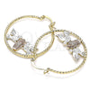Oro Laminado Medium Hoop, Gold Filled Style Guadalupe Design, Diamond Cutting Finish, Tricolor, 02.351.0111.35