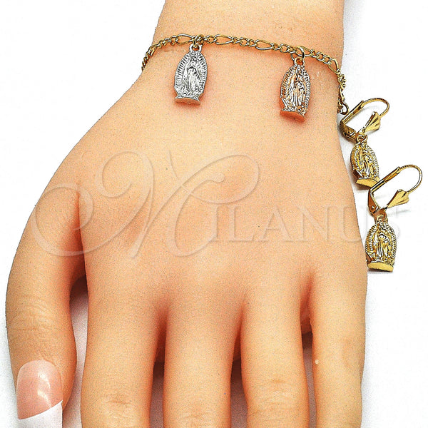 Gold Filled Ring — Necklace Bracelet and Earring Guadalupe Design Polished Tricolor — alternate product view — SKU 141450 | Oro Laminado anillo — Necklace Bracelet and Earring Guadalupe diseño pulido Tricolor — SKU 141450
