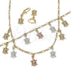 Oro Laminado Necklace, Bracelet and Earring, Gold Filled Style Turtle Design, Polished, Tricolor, 06.351.0005