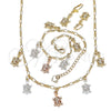 Oro Laminado Necklace, Bracelet and Earring, Gold Filled Style Turtle Design, Polished, Tricolor, 06.351.0005