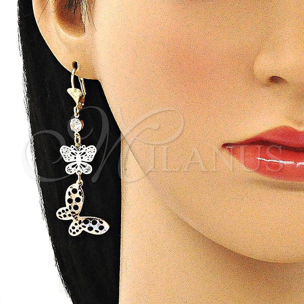 Gold Filled Ring — Long Earring Butterfly Design with White Crystal Polished — alternate product view — SKU 141453 | Oro Laminado anillo — Long Earring Butterfly diseño with cristal blanco pulido — SKU 141453