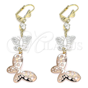 Gold Filled Ring — Long Earring Butterfly Design with White Crystal Polished — main product view — SKU 141453 | Oro Laminado anillo — Long Earring Butterfly diseño with cristal blanco pulido — SKU 141453