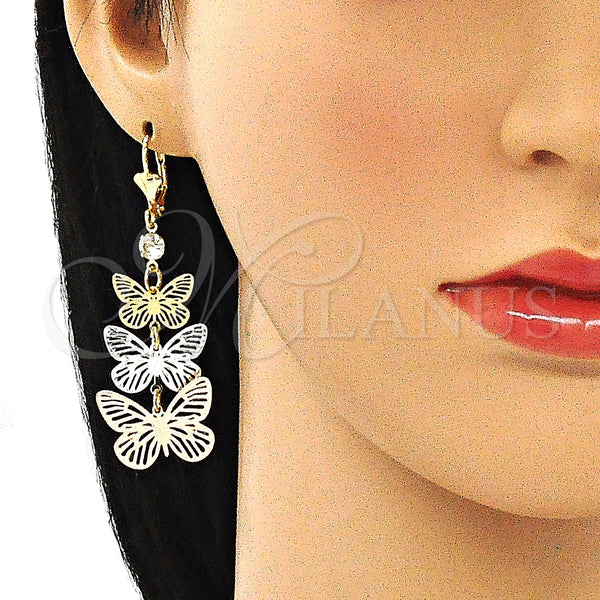 Gold Filled Ring — Long Earring Butterfly Design with White Crystal Polished — alternate product view — SKU 141455 | Oro Laminado anillo — Long Earring Butterfly diseño with cristal blanco pulido — SKU 141455