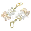 Oro Laminado Long Earring, Gold Filled Style Butterfly Design, with White Crystal, Polished, Tricolor, 02.351.0115